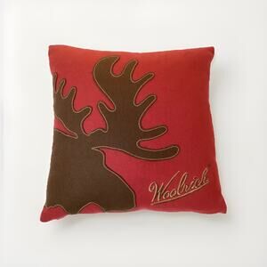 Woolrich MOOSE ANTLER Decorative Appliqué Throw Feather Pillow 15”x 15” EUC